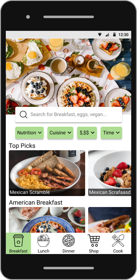 Prototype Breakfast Screen