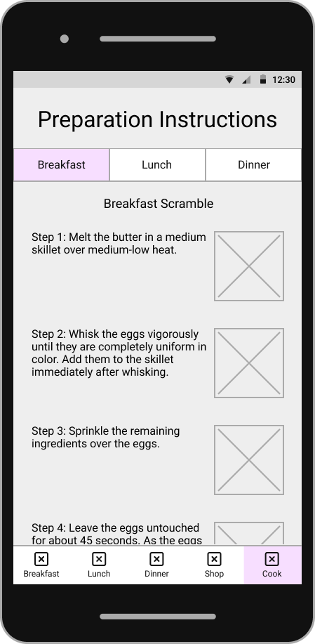 preparation instructions wireframe android