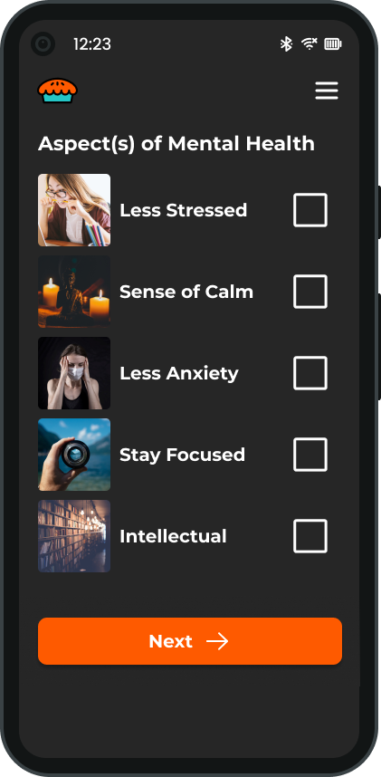 Prototype Select Aspects Screen